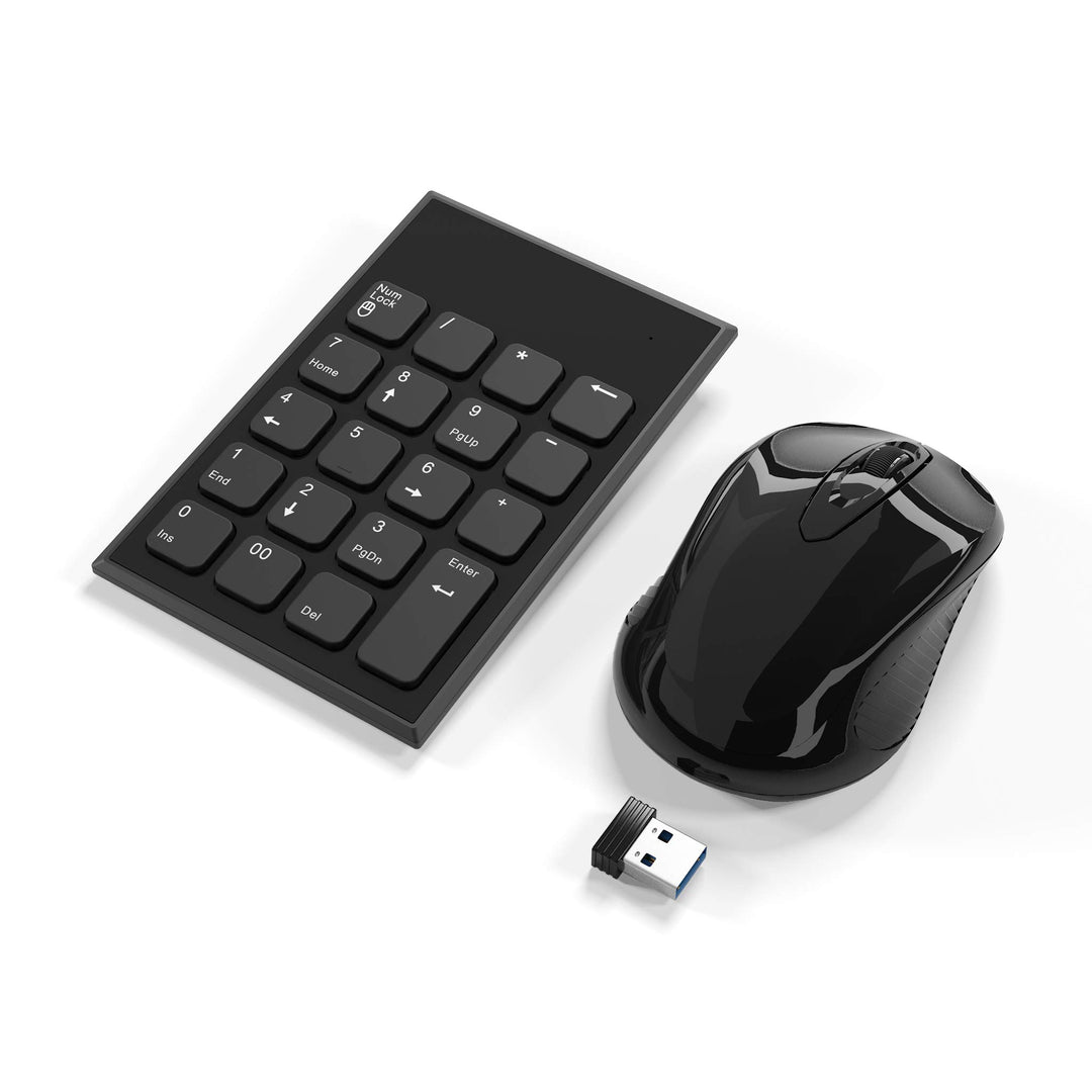 Kabellose Nummernblock und Maus Kombination, Yeemie Pro 2.4G tragbarer, ultraflacher USB-Ziffernbloc