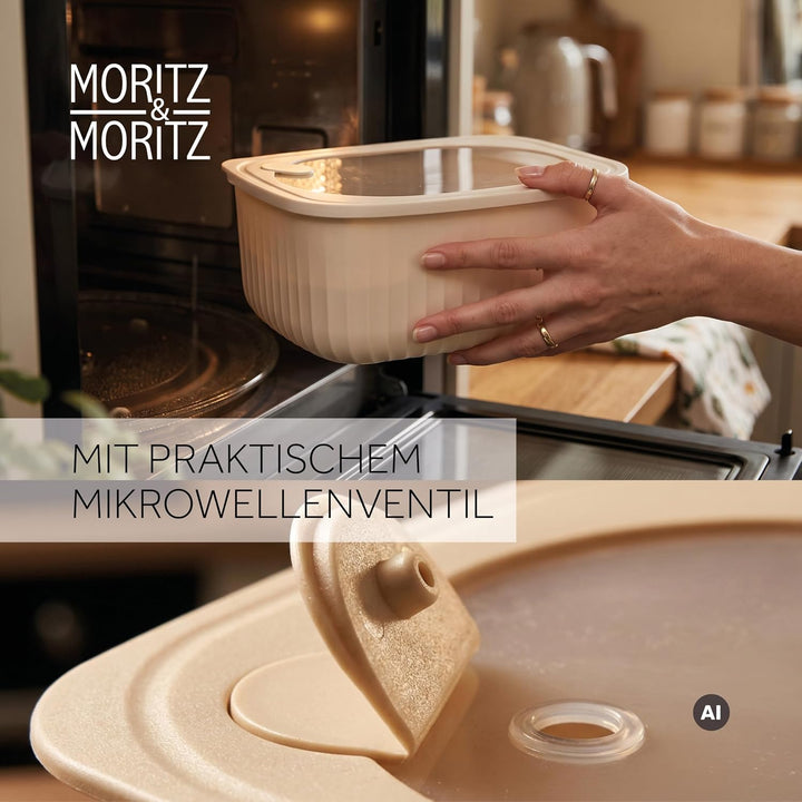 Moritz &amp; Moritz Vorratsdosen 4er Set luftdicht mit Deckel rechteckig creme