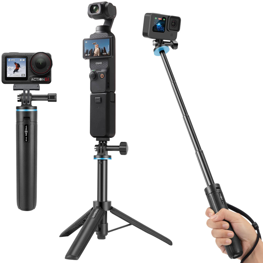 Vkesen Mini Stativ für Action Cam, 17-51CM Selfie Stick Stativ Kompatibel mit GoPro Hero 13/12/11/10