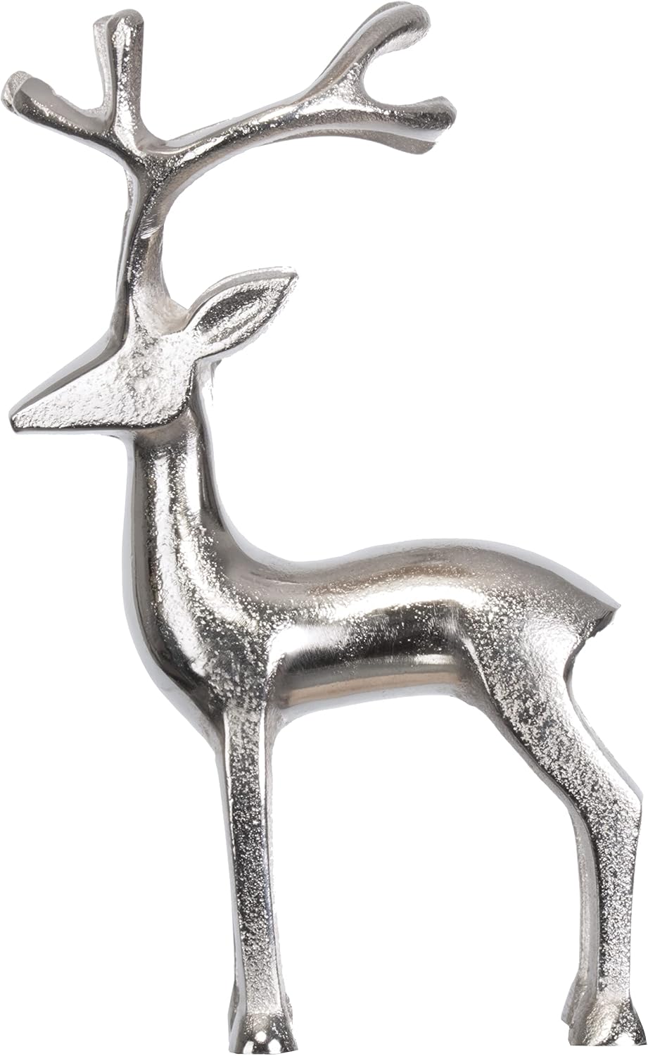 Brandsseller Dekofigur Rentier Weihnachtsdeko Deko Hirsch Aluminium Silber 26,5 cm hoch ca. 26,5 cm
