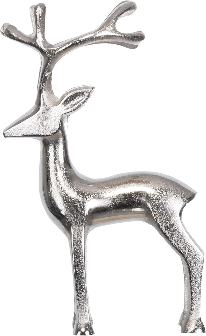 Brandsseller Dekofigur Rentier Weihnachtsdeko Deko Hirsch Aluminium Silber 26,5 cm hoch ca. 26,5 cm