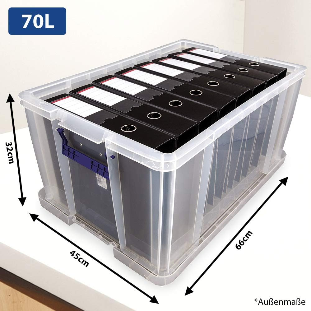 Bankers Box ProStore Grosse Aufbewahrungsbox mit Deckel 70 Liter aus Plastik (Innenmasse 30 x 58 x 3