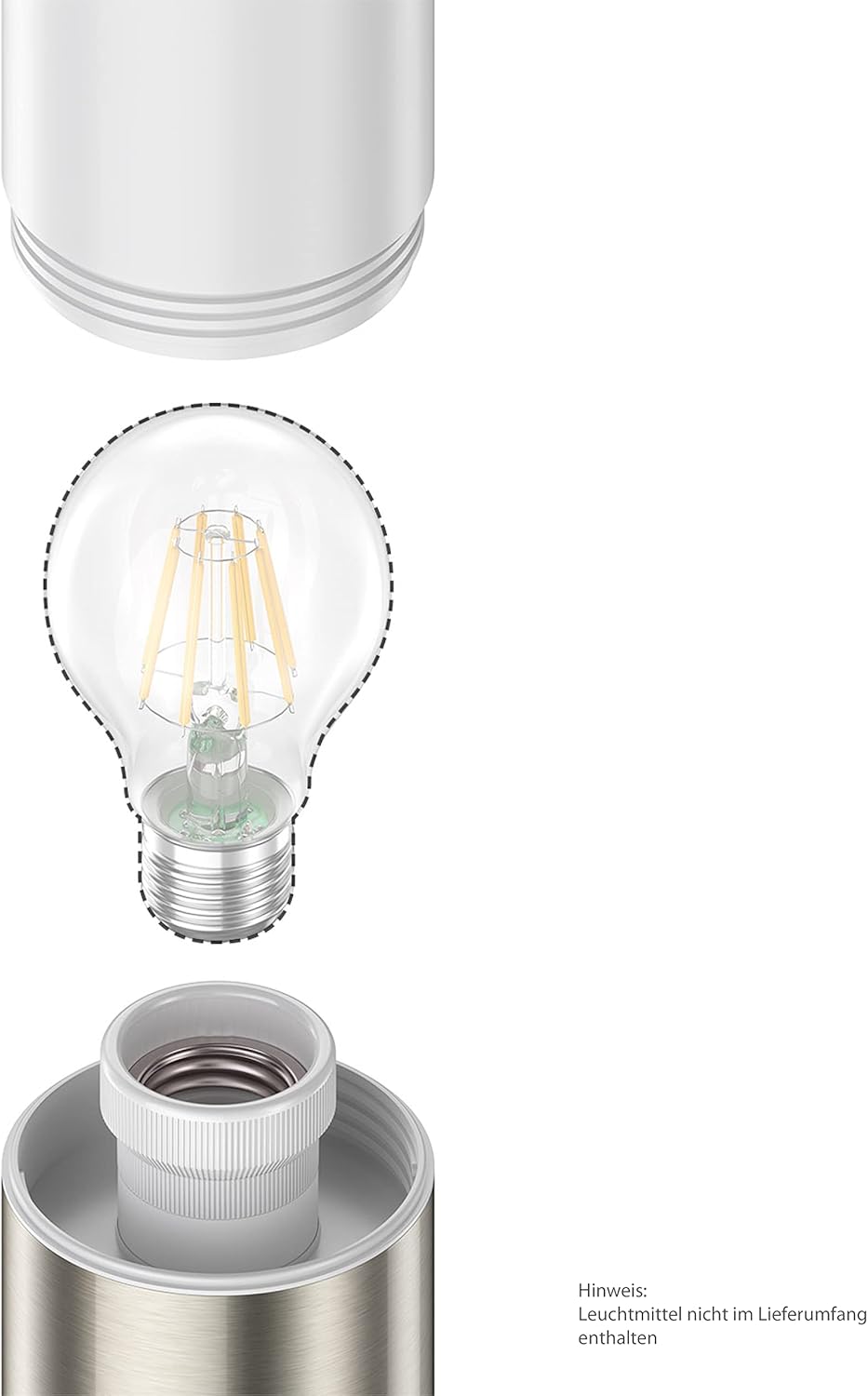 ledscom.de Wegelicht/Pollerleuchte/Gartenleuchte PORU für aussen, IP44, 39 cm, edelstahl, 1x E27 max