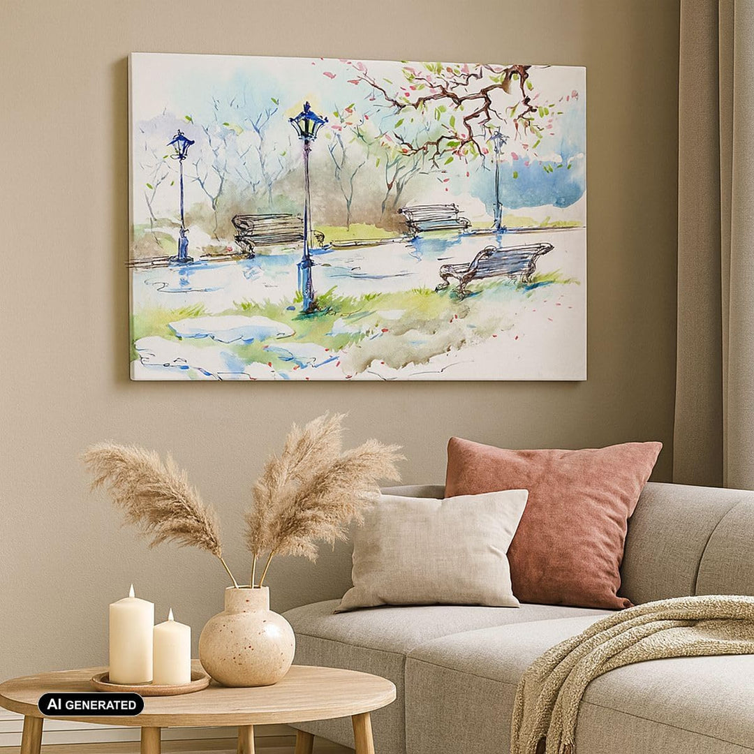 Bilder auf Leinwand Path urban Park Landschaft Leinwandbild 70x50cm Wandbilder Dekoration Wohnzimmer