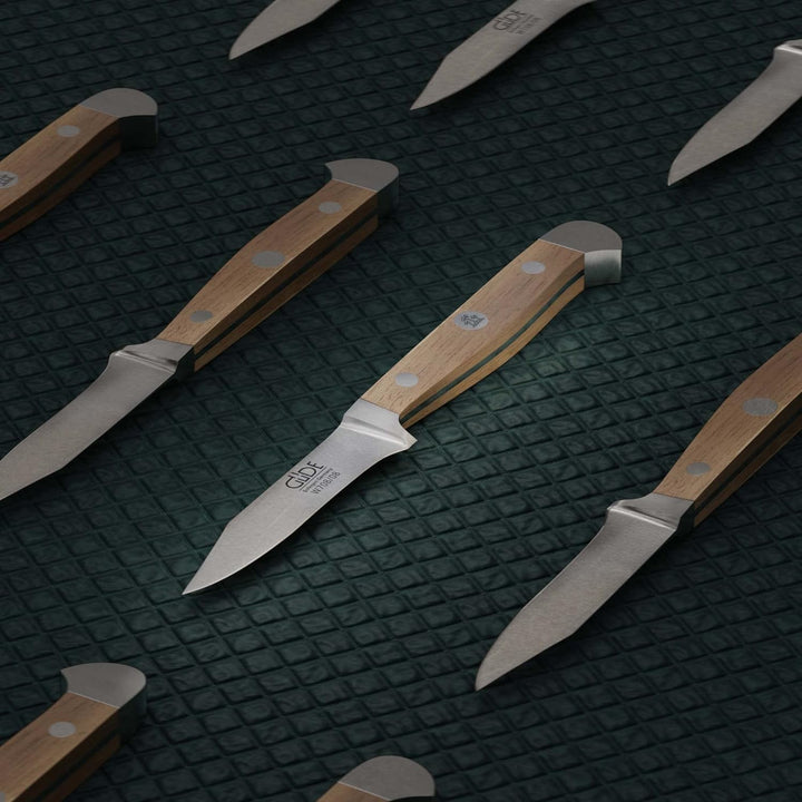 GÜDE Solingen - Gemüsemesser geschmiedet, 8 cm, Walnussholz, ALPHA WALNUSS, Doppelkropf, Handmade Ge