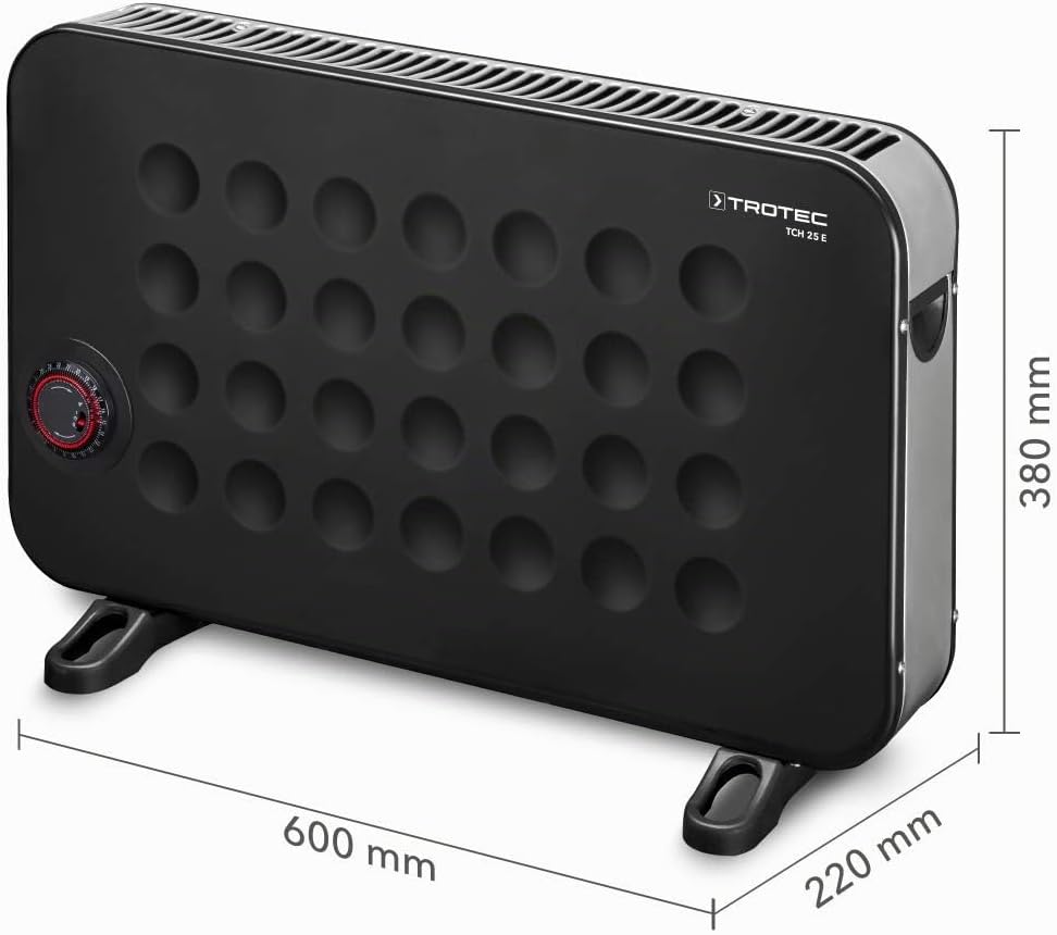 TROTEC Heizkörper elektro TCH 25 E – Heizleistung 750 W / 1250 W / 2000 W – Konvektor mobil, schwarz