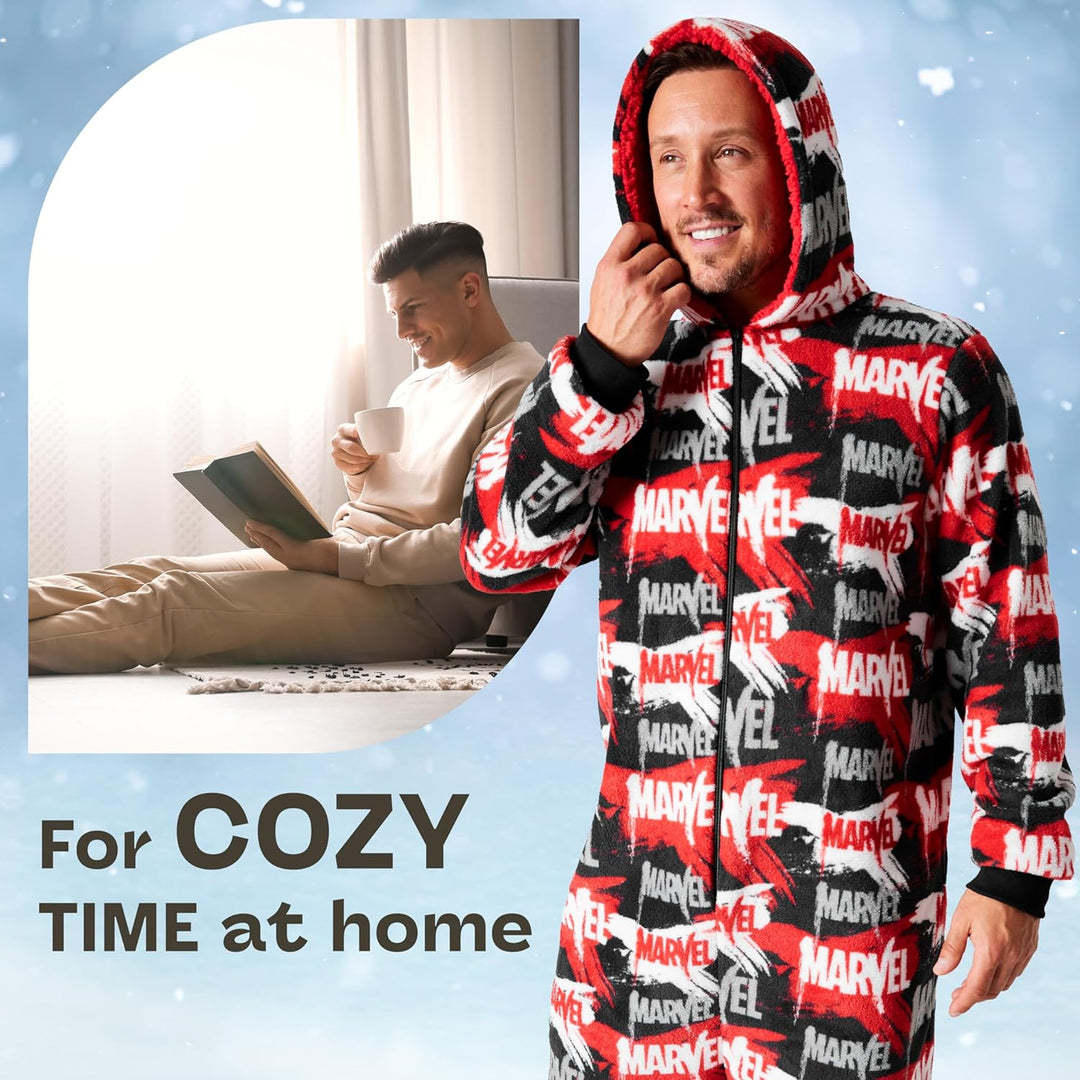 Marvel Kapuzen Flausch Fleece Onesies für Herren und Jugendliche - Bequeme Loungewear S-3XL - Gesche