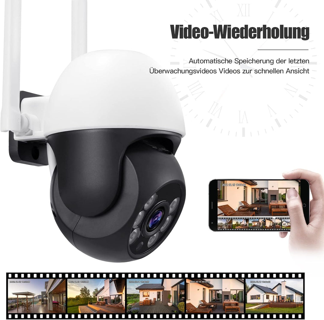 LEUTED 2 Stück 2K Überwachungskamera Aussen WLAN 5GHz/2,4GHz Kamera Überwachung, Outdoor Kamera mit