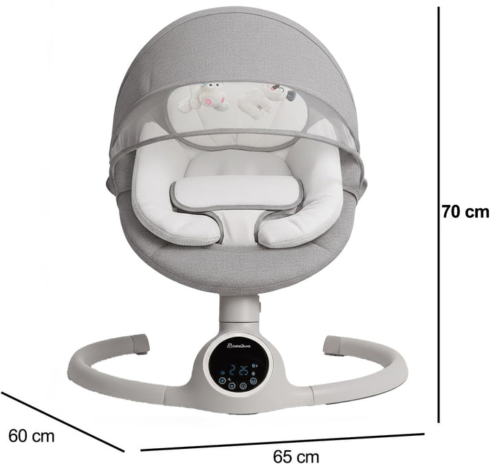 BEBE2LUXE Alpha Babywippe, Elektrische Babyschaukel mit Musik, Nutzbar ab der Geburt bis ca. 6 Monat