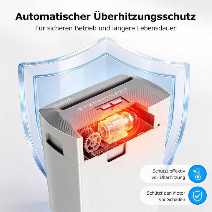 BONSEN Aktenvernichter Mikroschnitt 12 Blatt, Leise 60dB, S5211-W | 21L Behälter, P-4 Sicherheitsstu