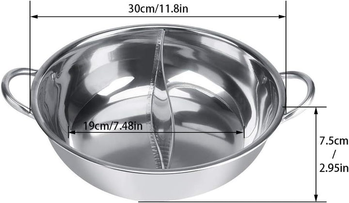 Hot Pot Kocher, 30/32 cm Mandarine Ente Topf Küche Kasserolle Suppe Kochen Werkzeug Edelstahl Dual H