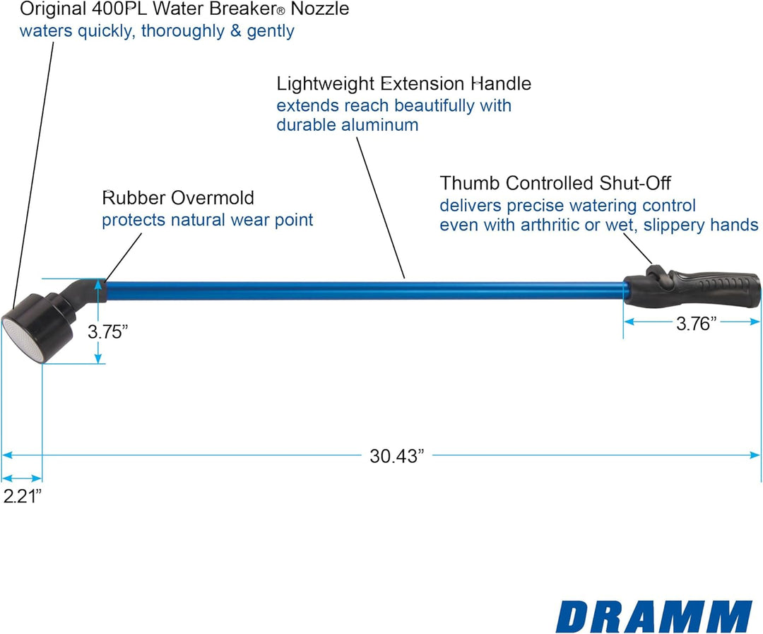 Dramm 14805 Regenstab mit Einhandventil, 76,2 cm, Blau 76.20 cm Blau, 76.20 cm Blau