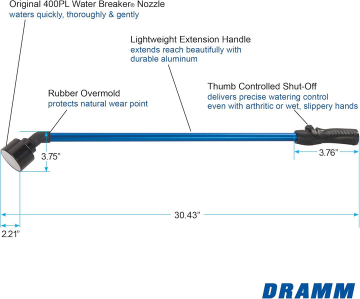 Dramm 14805 Regenstab mit Einhandventil, 76,2 cm, Blau 76.20 cm Blau, 76.20 cm Blau