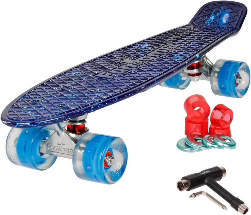 FunTomia Kinder Skateboard Cruiserboard Miniboard 57cm mit oder ohne LED Leuchtrollen Alu Truck Mach