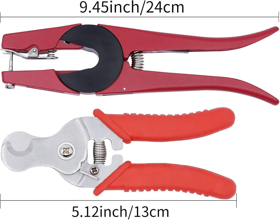 Junniu 300 Stück 001-100 Zahlen-Anhänger aus Kunststoff mit 1 x Ohrmarken-Applikator, Zange und 1 x