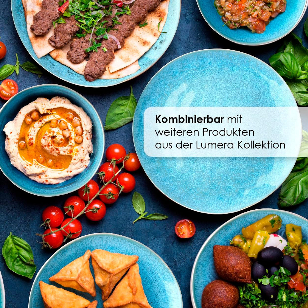 MIAMIO – 6 x 28 cm Teller/Speiseteller Set aus Steingut Keramik Geschirr Set Handmade - Lumera Kolle