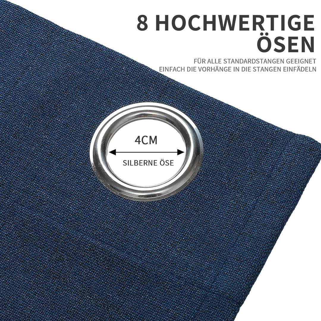 Joydeco 100% Blickdichte Vorhänge mit Ösen Gardinen Leinenoptik 2 Stück, Verdunkelungsvorhang Leinen