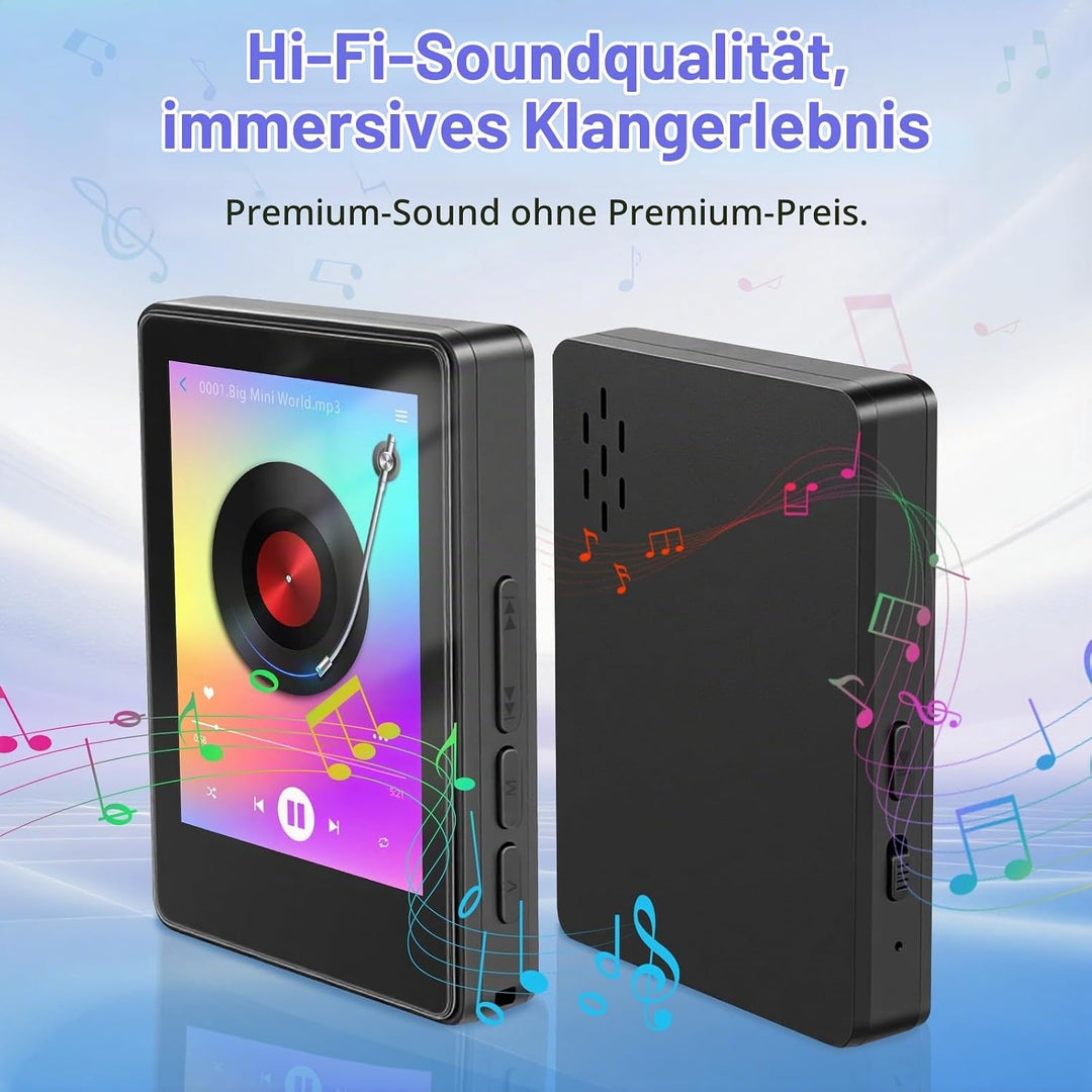 Taichaeu 64GB MP3 Player mit Bluetooth - 2.4 in Full Touch Screen, FM Radio, Recorder, HiFi Sound, O