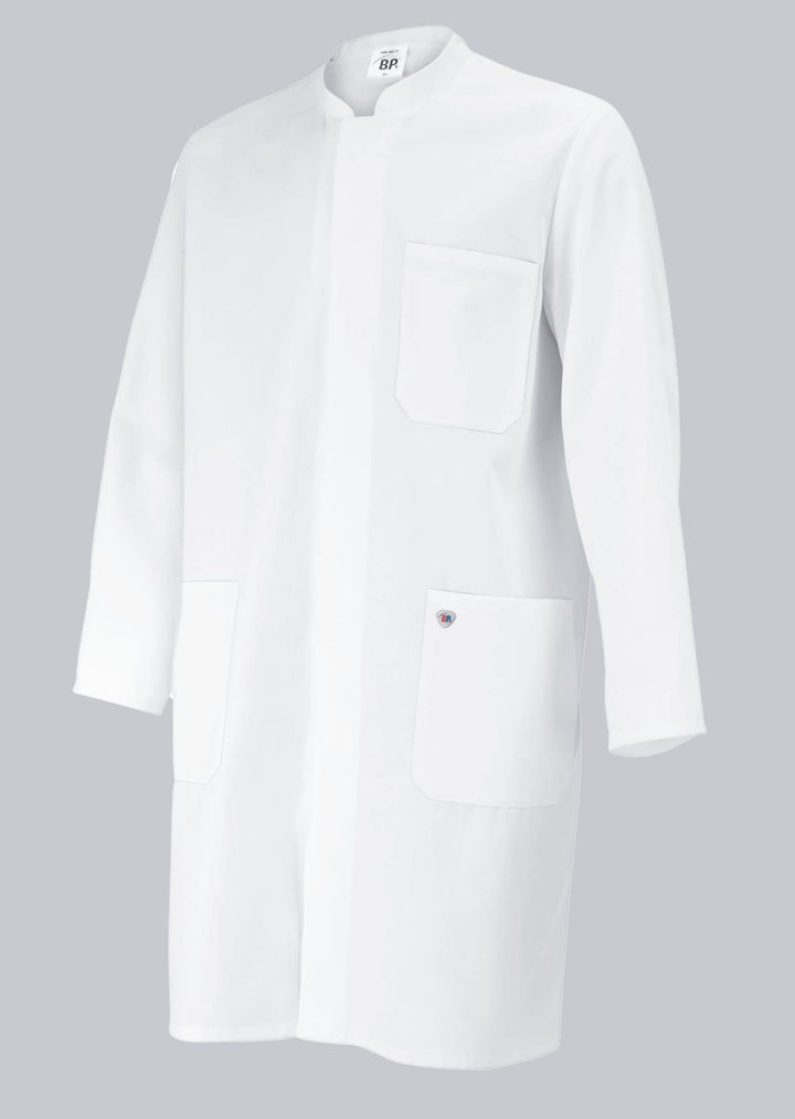 BP 1654-130-21-Mn Unisex-Mantel, Langarm, Stehkragen, 205,00 g/m² Reine Baumwolle, weiss, Mn, Mn