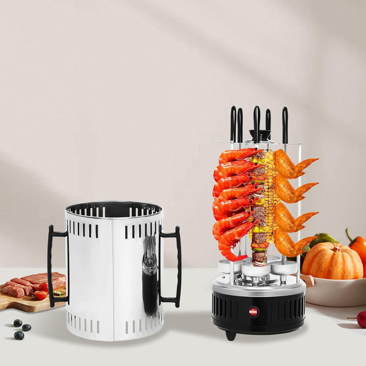 1000W Vertikaler Elektrogrill, Schaschlikgrill Tischgrill Dönergrill,Elektrischer Grill mit Spiesse