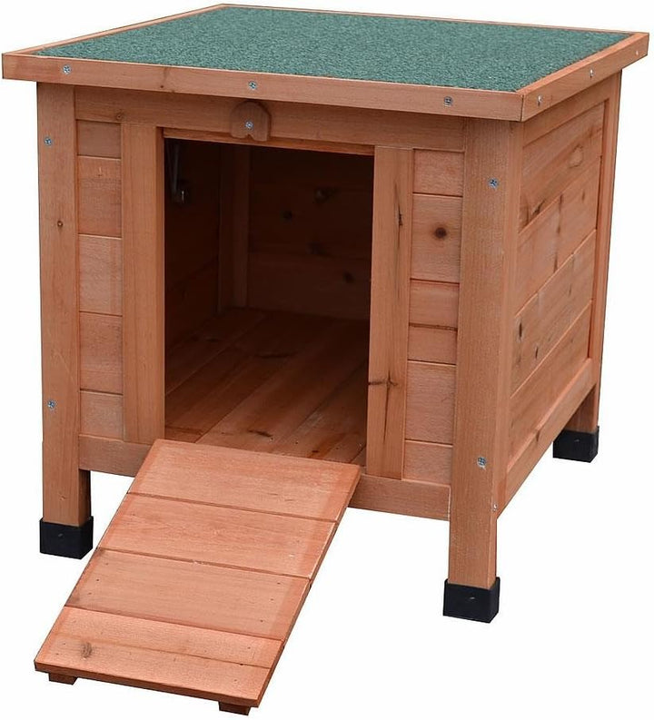 Melko Katzenhaus 50 x 45 x 43 cm mit klappbarem Deckel und Rampe, Winterfest Braun, Braun