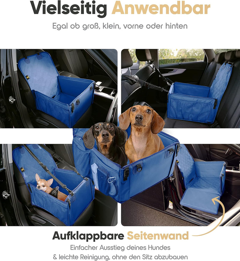 HELDENWERK Extra Stabiler Hunde Autositz -Verstärkte Wände und 5 Gurte - Wasserdichter Hundeautositz