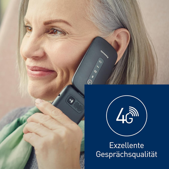 Panasonic KX-TU550EXC 4G Essentials Clamshell Handy für Senioren, 1,2 MP Kamera, Seniorentelefon mit