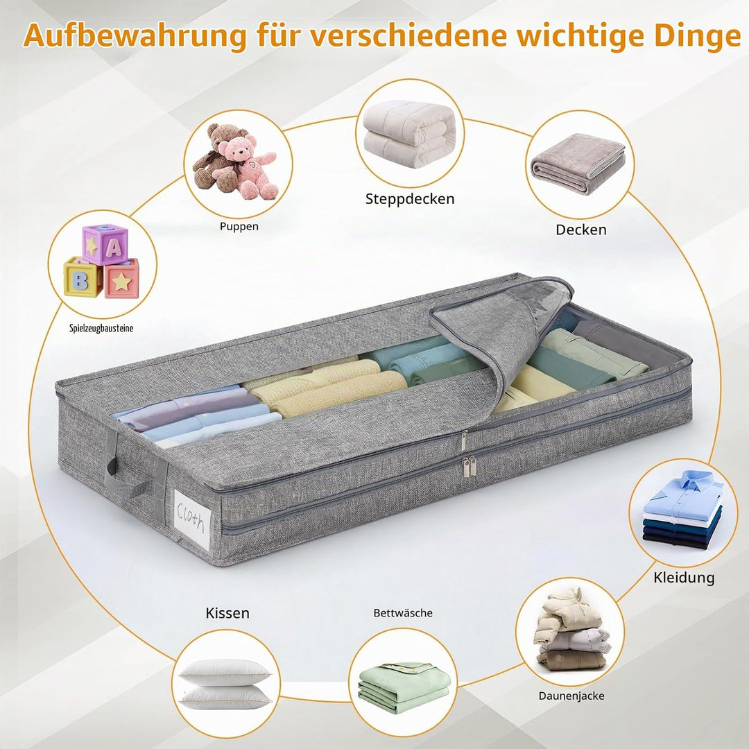 GARPROVM Stabil Unterbett Aufbewahrungsbox 2er Set, 85x40x12cm Formstabil Unterbettkommode Unterbett