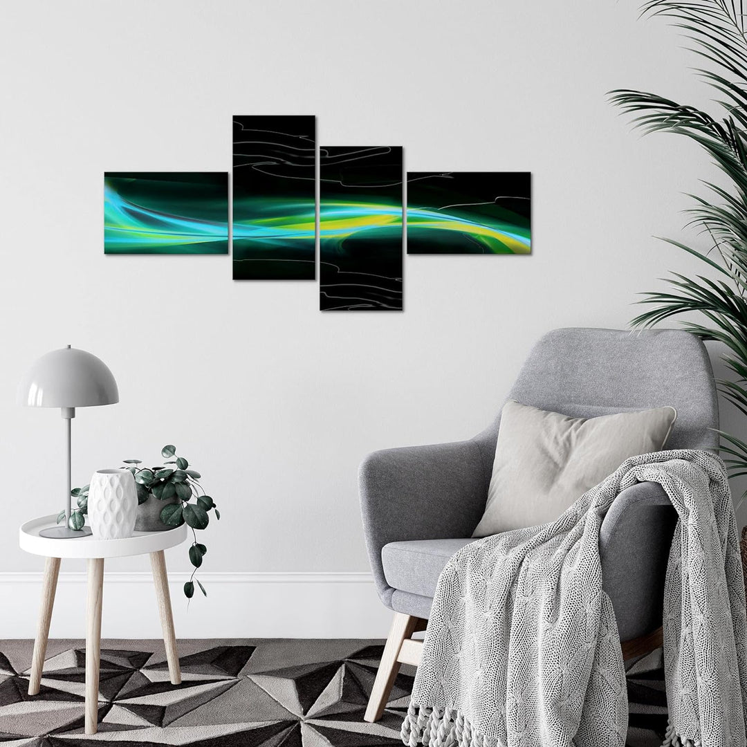 Runa Art Bild Modern Abstrakt - Made in Germany - Wandbilder Schwarz Türkis Grün 4 Teilig 103242b 10