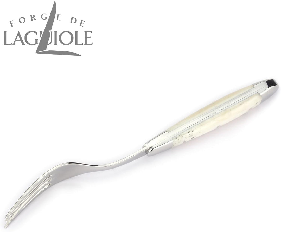 Forge de Laguiole - Steakbesteck - Griff Knochen - Besteck Frankreich - Steakmesser und Gabel - Stah