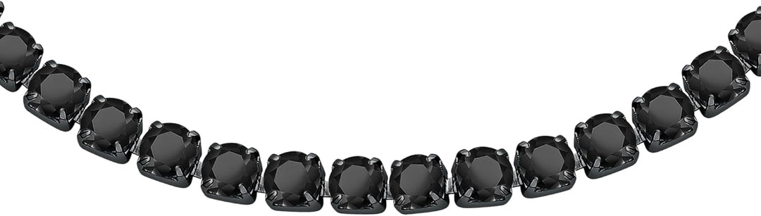 Sector No Limits Tennis Herren-Armband, Stahl, Kristalle, Emaille, IP schwarz – SANN42, 22 cm, Edels