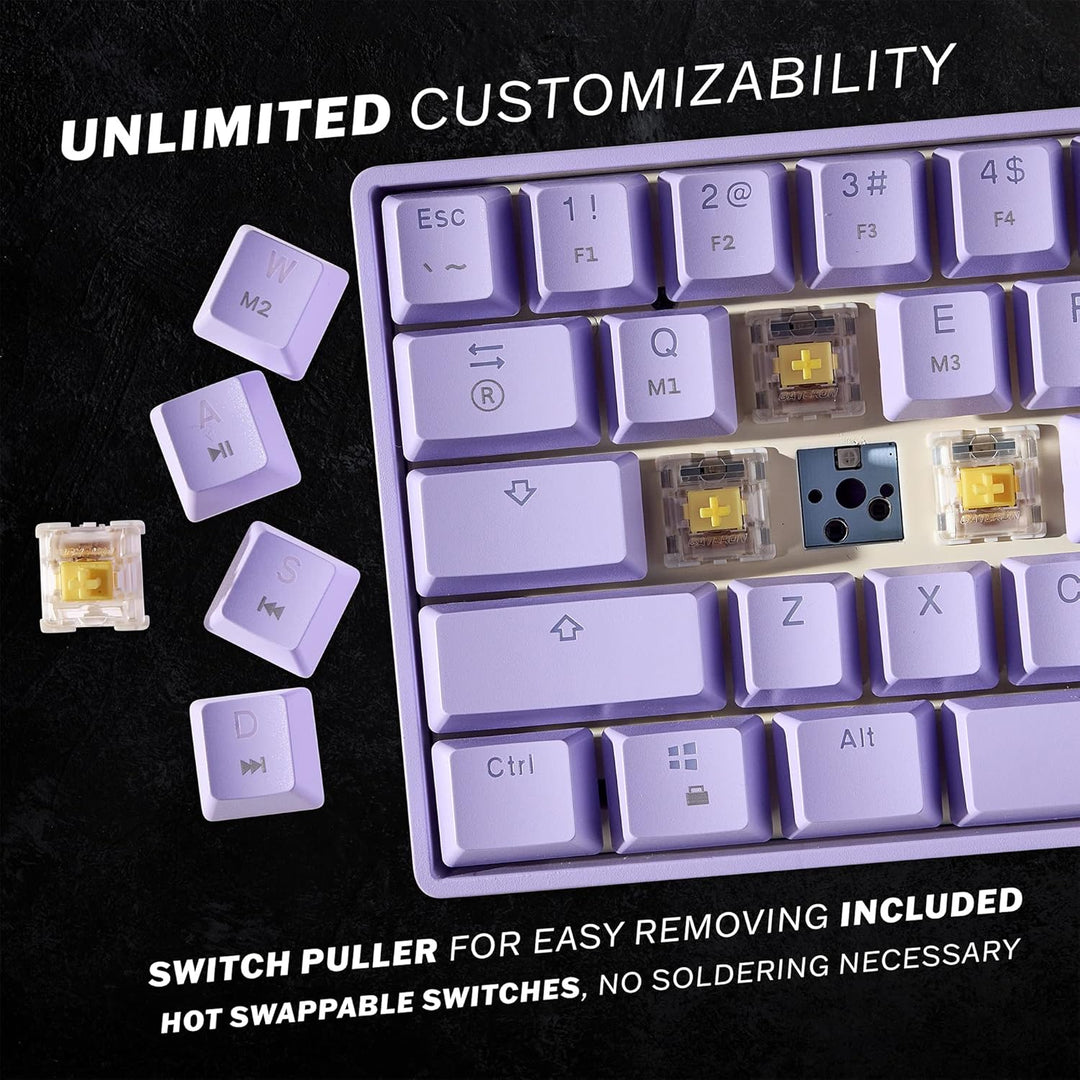 GK61s Mechanische Gaming-Tastatur – 61 Tasten RGB beleuchtete LED-Hintergrundbeleuchtung, PC/Mac Gam