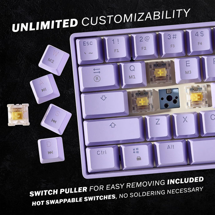 HK Gaming GK61 mechanische 60 Prozent Tastatur | 61 programmierbare Tasten mit RGB Beleuchtung | Win