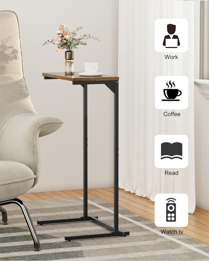 TUTOTAK C-förmiger Beistelltisch, kleiner Beistelltisch, 72,9 cm hoch, Couchtisch, Sofatisch, Wohnzi