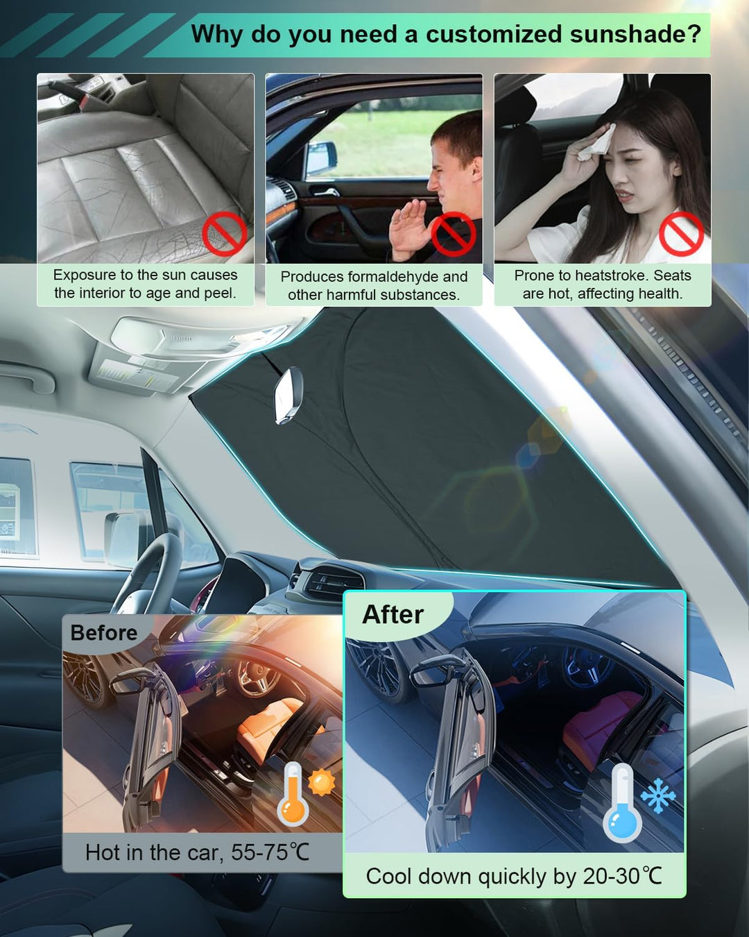 GAFAT Kompatibel mit VW Golf 8 MK8 GTI GTE GTD R 2020-2023 Sonnenschutz Frontscheibe Innen, Windschu