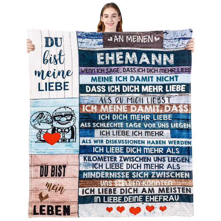 KEMEILA Personalisiertes Deckengeschenk Für Meinen Mann, Bedruckte Sofa-Reisedecke, Weihnachten Gebu