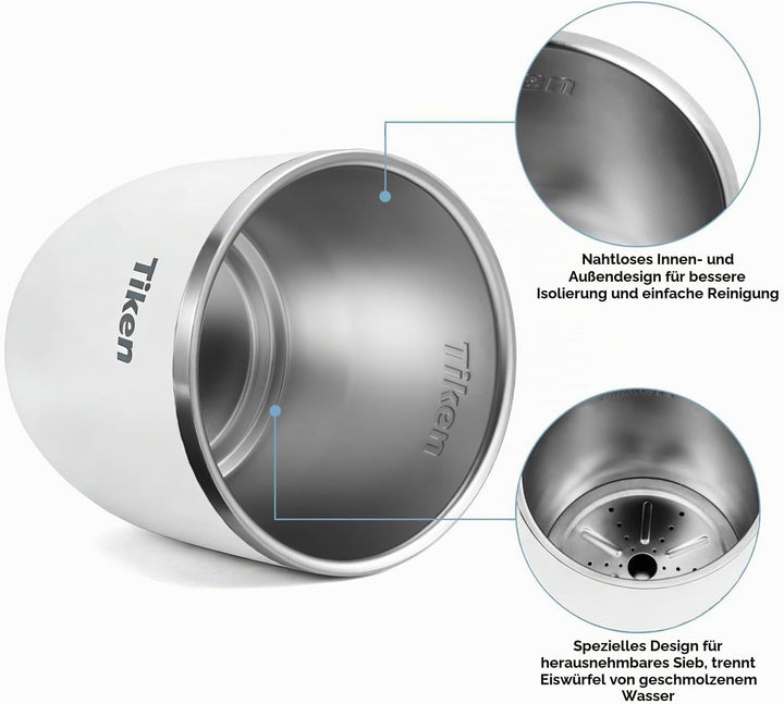 Tiken 3L Edelstahl Eiseimer mit Deckel und Zange Doppelwandiger Vacuum Isolierter Eiskübel Eiswürfel