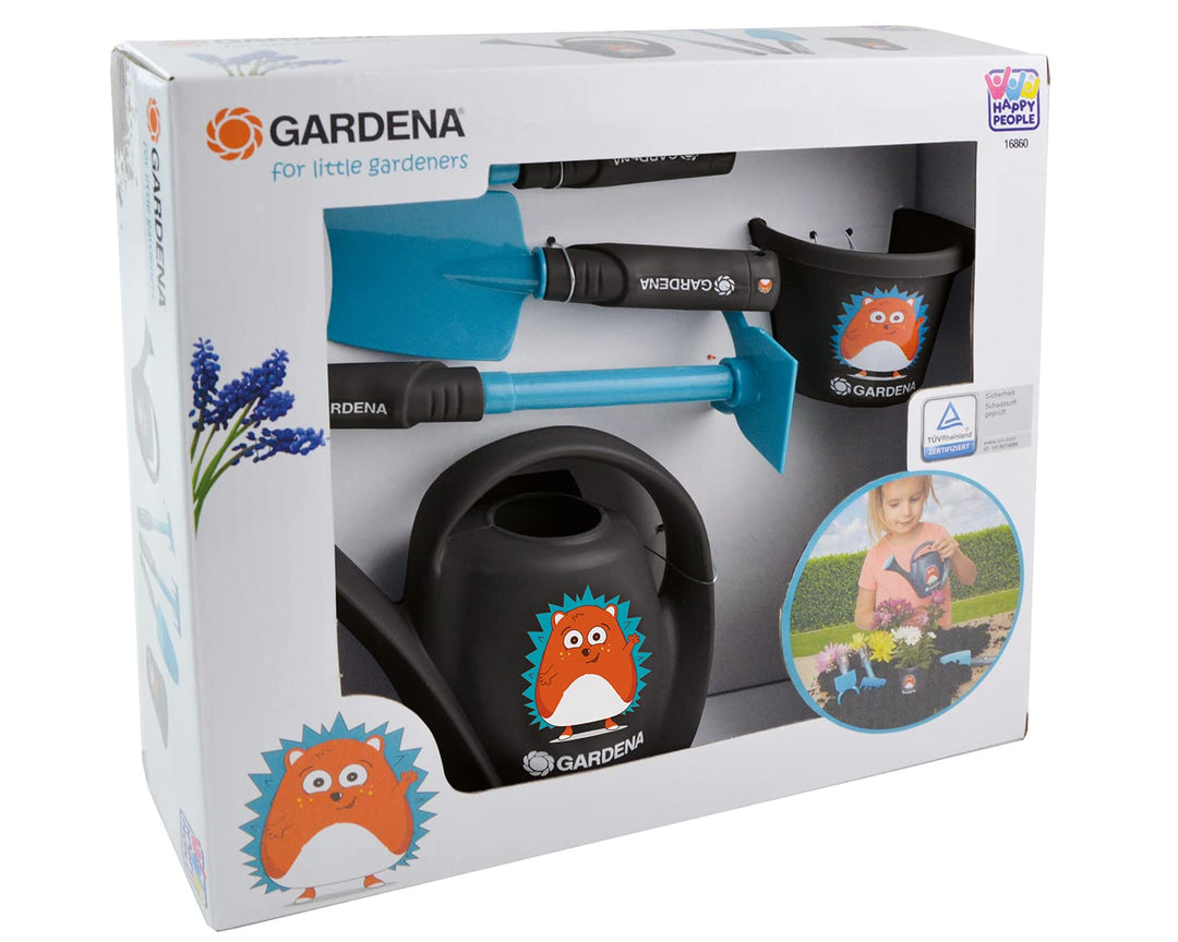 Happy People 16860 - Gardena Starter-Set ab 3 Jahren mit Rechen, Schaufel, Giesskanne und Eimer für