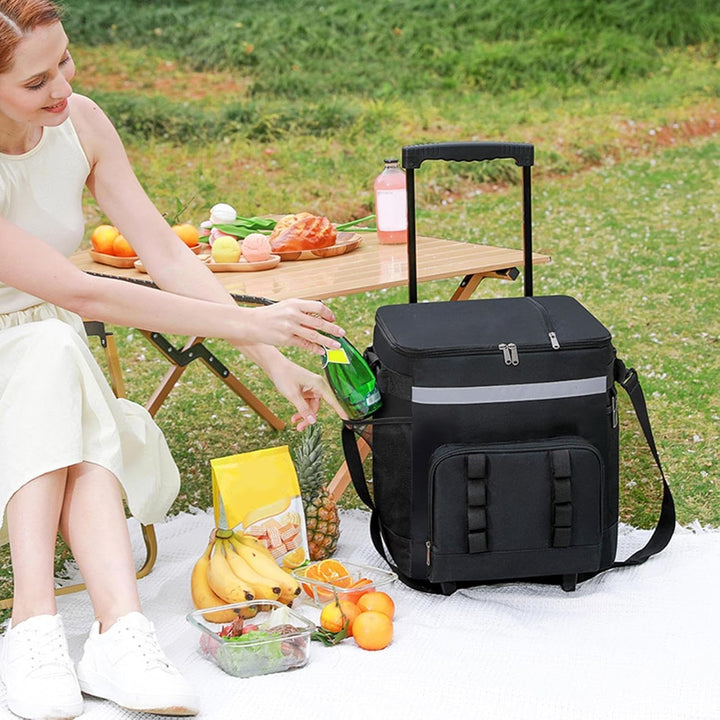 Robuste Kühltasche mit integrierten Rollen,mit Rädern & Griff, grosses Volumen - 35L Rollkühltasche