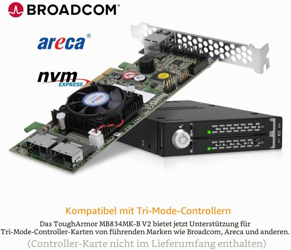 ICY DOCK 2 x M.2 NVMe PCIe 4.0 64Gbit/s SSD zu 2 x SlimSAS 4i SFF-8654 Wechselrahmen Einbaurahmen Me