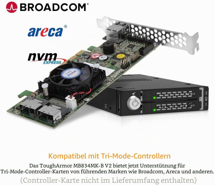 ICY DOCK 2 x M.2 NVMe PCIe 4.0 64Gbit/s SSD zu 2 x SlimSAS 4i SFF-8654 Wechselrahmen Einbaurahmen Me