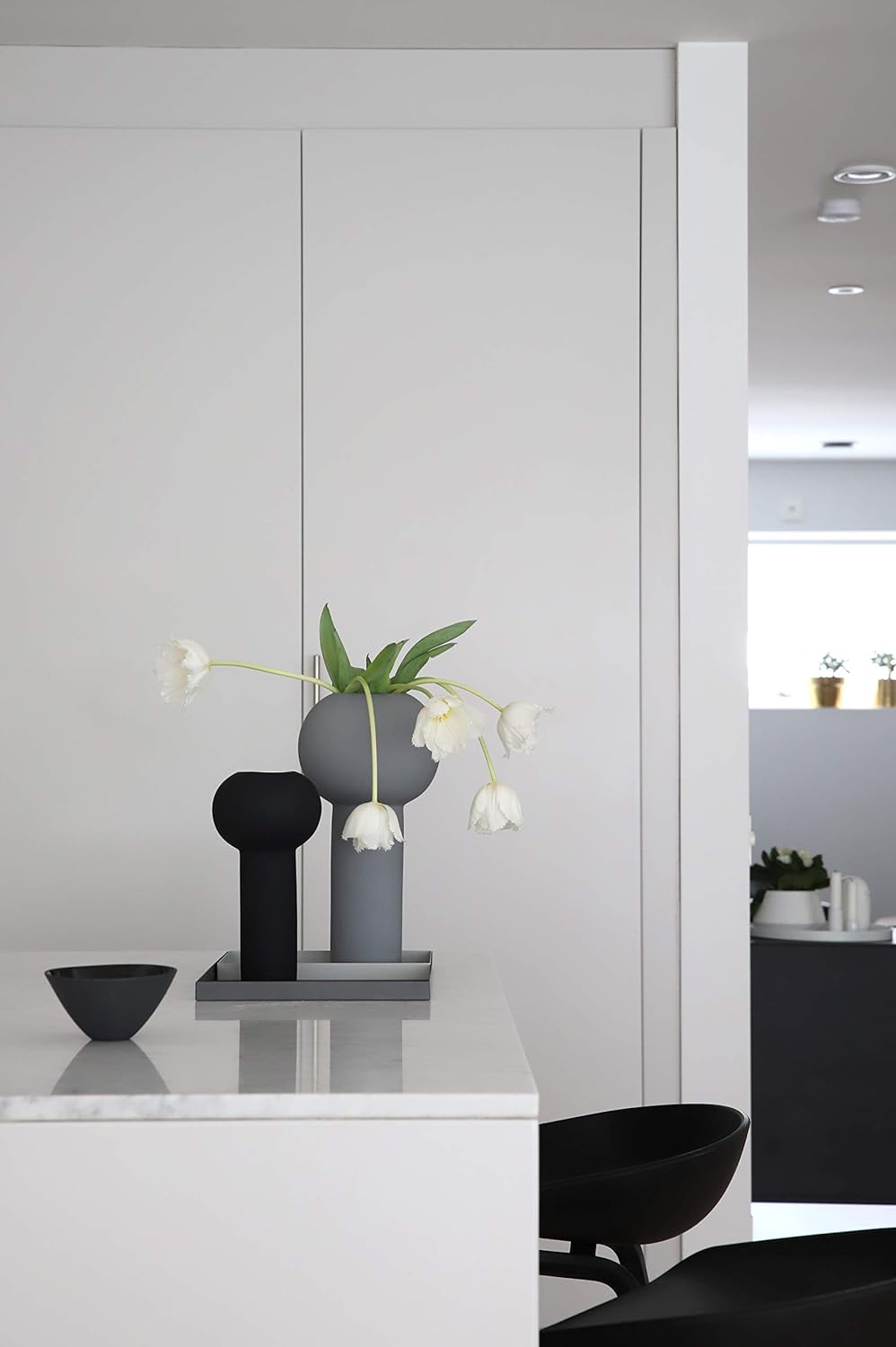 Cooee Design Pillar Vase, Keramik, Grau, 17 cm 32cm Grau, 32cm Grau