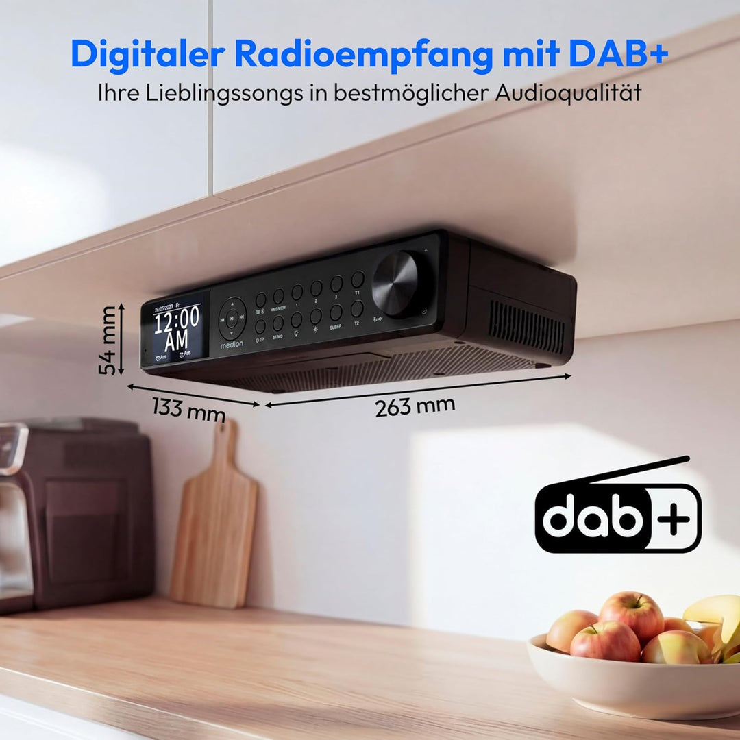 MEDION P66750 Küchen Unterbauradio (DAB+ Küchenradio, PLL UKW Radio, dimmbares TFT Farbdisplay, Koch