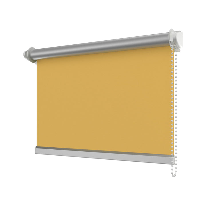 INTERDECO Verdunkelungsrollo/Thermo Rollo, Gelb BxH 71 x 215 cm, Klemmfix Rollos ohne Bohren für Bal