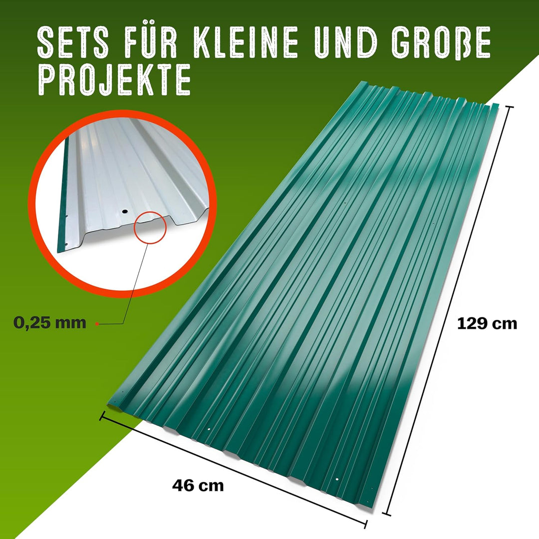 GARDEBRUK® 24x Trapezblech 129cm x 46cm = 14m² verzinkt Profilblech Dachblech Wellblech Dachplatten