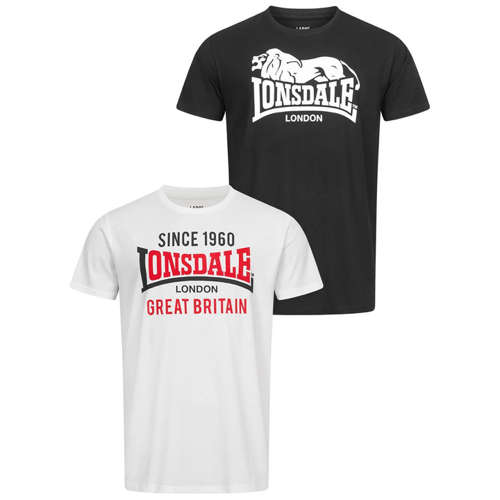 Lonsdale Herren Collessie Freizeit T-Shirts S Black/White, S Black/White