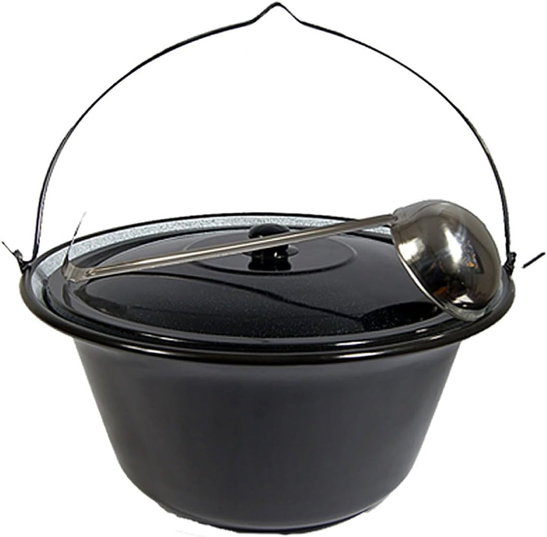troph-e-shop Set Gulaschkessel Gulaschtopf 22 Liter Emaille + Deckel + Gratis Schöpfkelle