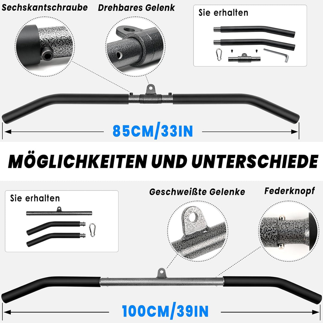 Lyndwin Latzugstange Bizeps Trizeps Stange, Schwarz Stahl Latzug Griff Muskelzugstange, Fitness Grif