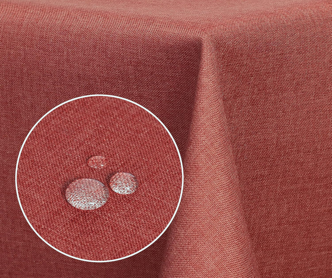 Textil Tischdecke - Leinen Optik - wasserabweisend oval (terrakotta, oval 135x180) Terrakotta oval 1