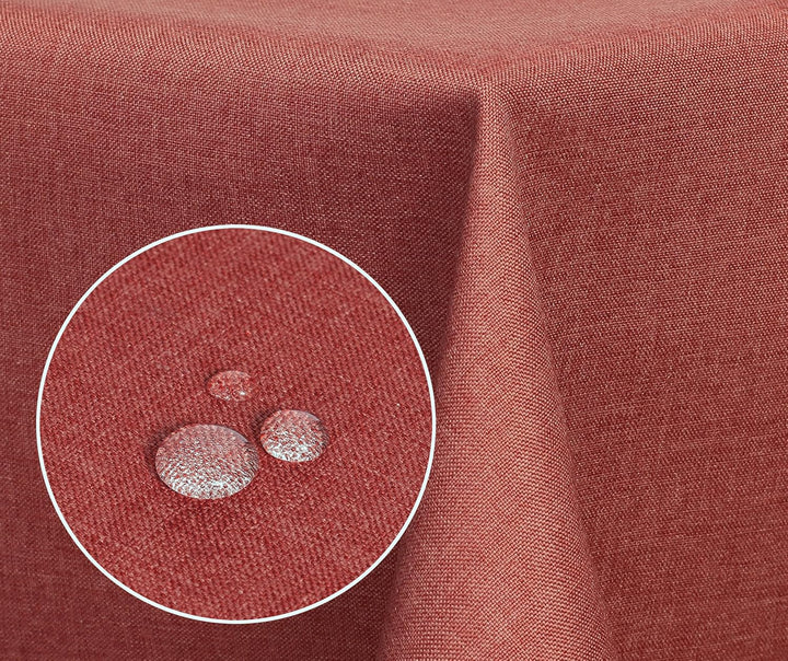 Textil Tischdecke - Leinen Optik - wasserabweisend oval (terrakotta, oval 135x180) Terrakotta oval 1